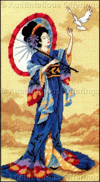 Rare Schuster Geisha Needlepoint Kit Elegant Oriental Woman