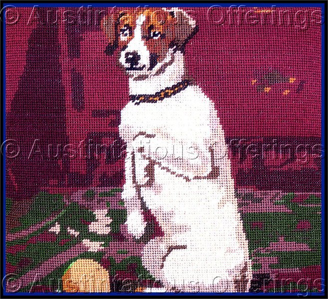 SARA DAVENPORT VICTORIAN DOG TAPESTRIES SITTING JACK RUSSELL NEEDLEPOINT KIT