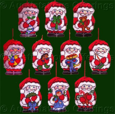 Rare Santa Claus Ornaments Set Cross Stitch Kit Toys Treats