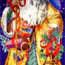 RARE GOLDEN ROBED VINTAGE POSTCARD STYLE WOODLAND SANTA NEEDLEPOINT KIT