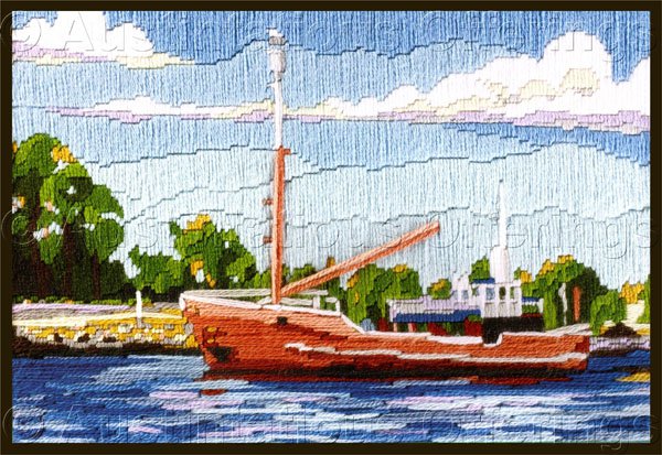 Rare Summer Fishing Trawler Nautical Longstitch Needlepoint Kit Boat Harbor
