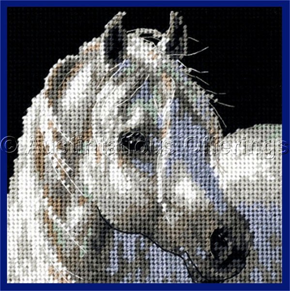 MAGNIFICENT STALLION PERSIS CLAYTON WEIRS NEEDLEPOINT KIT WHITE HORSE SMALL VERSION