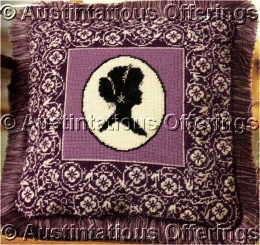 RARE VICTORIANA EXQUISITE CAMEO NEEDLEPOINT PILLOW KIT STOWELL SILHOUETTE