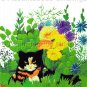 Rare Wilson Tiger Cat Crewel Embroidery Kit Bright Autumn Garden