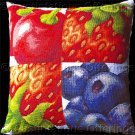 Bold Berry Foursome Cross Stitch Pillow Kit Cherries Strawberries Blueberries