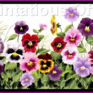 Rare Reina Cohen Spring Pansy Row Crewel Embroidery Kit Pansies on Parade