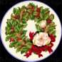 Rare Judy Hand Winter Holiday Wreath Magnolia and Holly Crewel Embroidery Kit Pillow/Picture