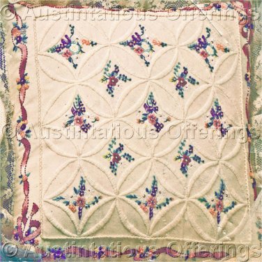 Spring Floral Candlewicking Crewel Embroidery Kit Window Pillow Wedding Ring Circles Diamonds