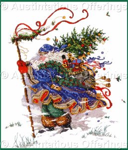 PEGGY ABRAMS WINDSWEPT SANTAS GOLD COLLECTION CROSS STITCH KIT WINTER TRAVELER