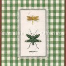Green and Gold Dragonfly Duo Cross Stitch Kit Decorative Mat Charm Nature Collection