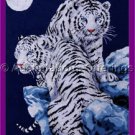 Dramatic White Tiger Pair Cross Stitch Kit Kayomi Harai Artwork Reproduction Moonlight Tigers