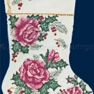 Rare Pink Christmas Roses and Holly Cross Stitch Stocking Kit