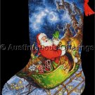 Tom Newsom Santas Reindeer Sleigh Gold Collection Counted Cross Stitch Christmas Stocking Kit