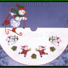 Schussing Snowman and Santa Counted Cross Stitch Tree Skirt  Kit  Skiing Frosty Friend