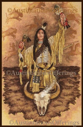 Rare Native Spirits Cross Stitch Kit Native American Indian Man Buffalo Prayers