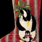 Rare Penguin Pair Openwork Needlepoint Christmas Stocking Kit
