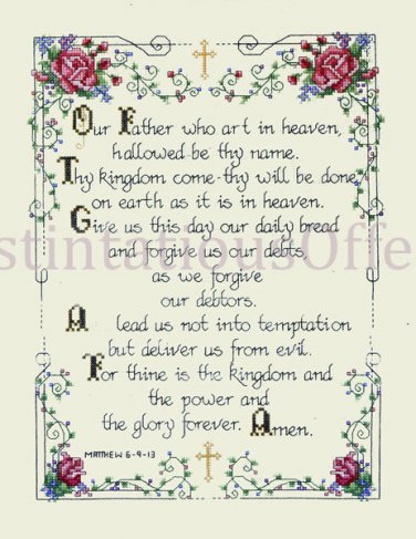 INSPIRATIONAL BIBLE VERSES CROSS STITCH KIT MATTHEW 6-9:13 LORDS