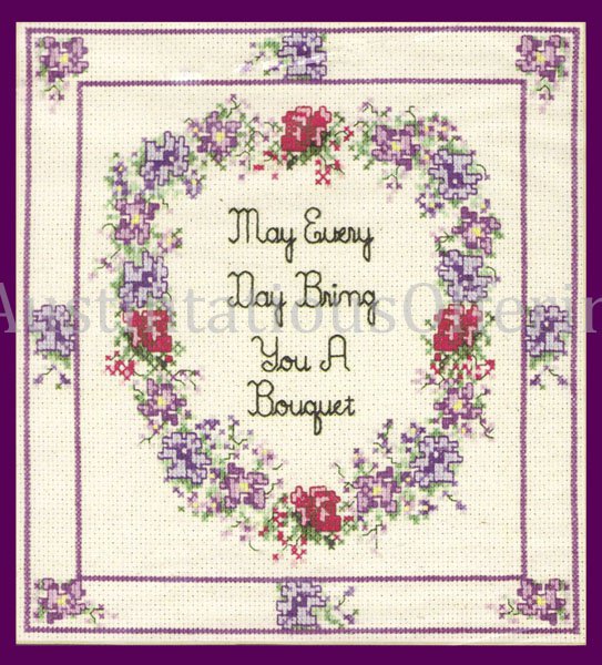 SANDi PHIPPS FLORAL CROSS STITCH SAMPLER KIT BRING YOU BOUQUET