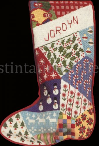 Rare Conn Baker Gibney Crazy Quilt Needlepoint Stocking Kit Patchwork  Christmas Sock
