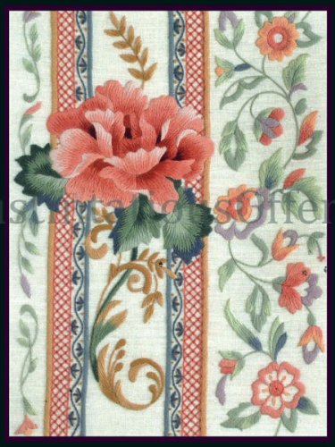 Rare Judy Hand Traditional Rose Scrolling Flourish Crewel Embroidery Kit