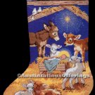 Rare Inspirational Powell Manger Scene Needlepoint Stocking Kit Animal Nativity Christ Child