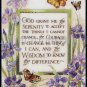 Rossi Inspirational Serenity Prayer Stamped Cross Stitch Kit Purple Spring Iris and Butterflies