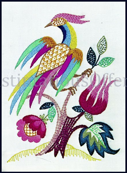 Jacobean Flowers and Bird Needlepoint Kit