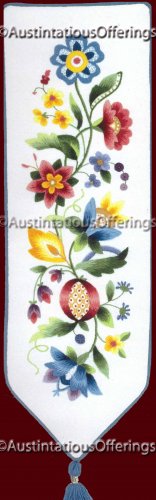 Rare Marchie Jacobean Floral Scroll Crewel Embroidery Kit New Bedford Bellpull