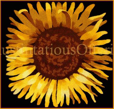 DRAMATIC JOY CAMPBELL FLORAL CREWEL EMBROIDERY KITBOLD SUNFLOWER PILLOW