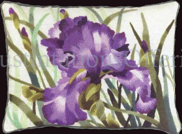 Rare Palmer Dramatic Deep Purple Iris Floral Crewel Embroidery Kit Williams