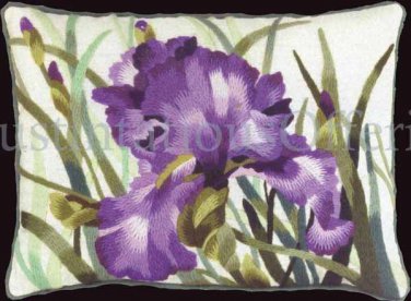 Rare Palmer Dramatic Deep Purple Iris Floral Crewel Embroidery Kit Williams