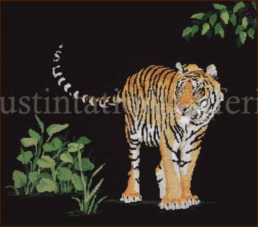 Rare Ken Lilly Dramatic Tiger in the Shadows Cross Stitch Kit Jungle Protector