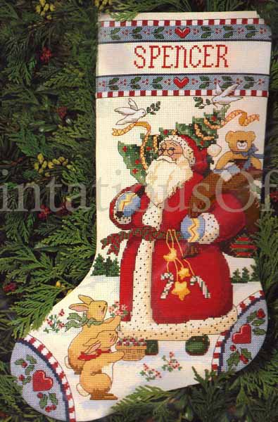 Rare Susan Winget Folkart Woodland Santa Claus Cross Stitch Kit Country Animal Friends