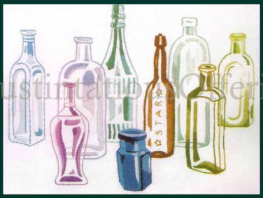 Rare Williams Historic Bottle Collection Repro Crewel Embroidery Kit Antique American Glass Bottles