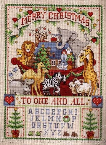 Rare Inspirational Noah Christmas Cross Stitch Sampler Kit Ann Craig
