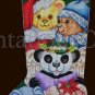 Rare Dede Ogden Hand Painted Needlepoint Stocking Canvas Christmas Teddy Bears