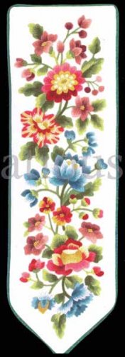 Rare Marchie Vibrant  Floral  Crewel Embroidery Kit Cascading Bellpull