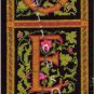 Rare Hrubec Vintage Pink Green on Black Noel Panel Bellpull Cross Stitch Kit Holiday Decor