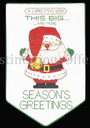 Rare Morehead Santa Seasons Greetings CrossStitch Banner Kit