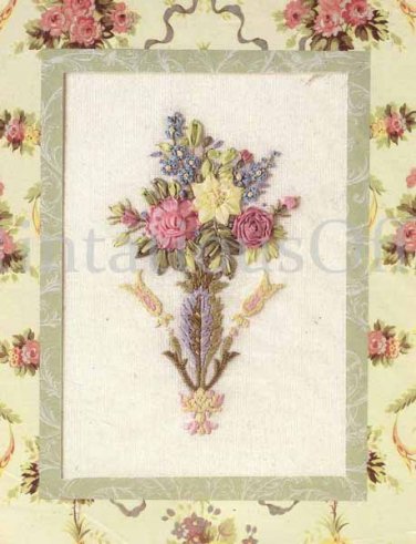 ANNA GRIFFIN SILK RIBBON PINK ROSES SILK RIBBON CREWEL EMBROIDERY KIT