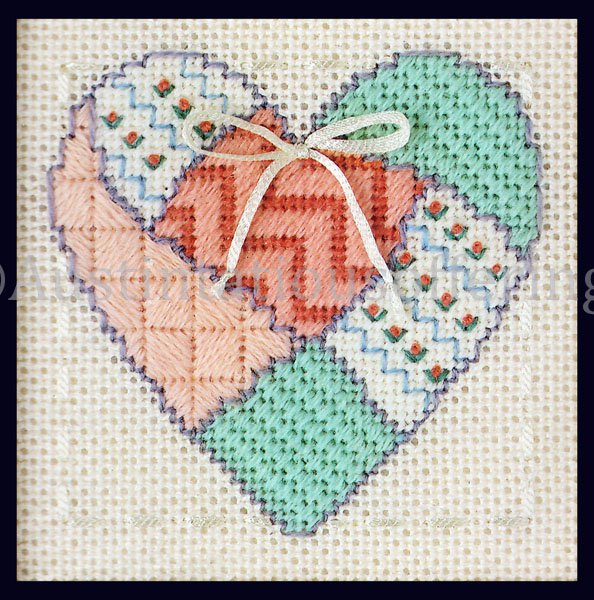 RARE SCHLITZER TEXTURED PATCH WORK HEART MINI NEEDLEPOINT KIT