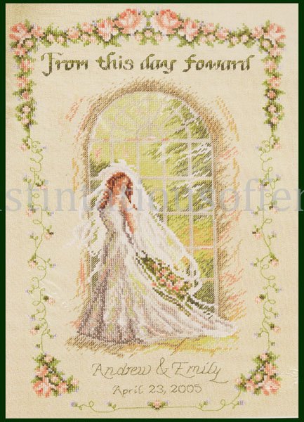 Rare Fincher Bridal Wedding Sampler Counted Cross Stitch Kit From This Day Forward