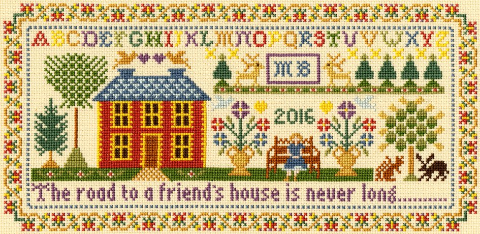 Moira BlackburnTraditional Sampler Cross Stitch Kit Friends House Bothy