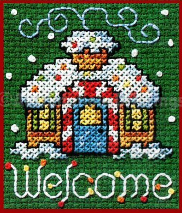HOLIDAY GINGERBREAD HOUSE ORNAMENT HANGING CROSSSTITCH KIT