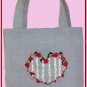 STRIPED HEART SMALL TOTE SILK RIBBON EMBROIDERY KIT SUITS BEGINNING STITCHERS