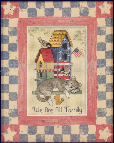 Rare Matted Accents Weekend We are All Family CrossStitch Kit