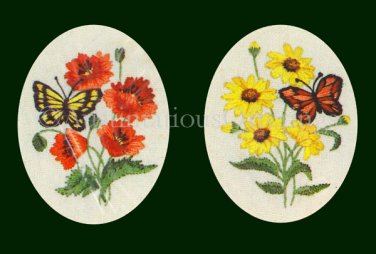 Rare Eleanor Engel Summer Crewel Embroidery Kits Butterflies Flowers Monarch