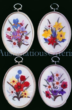 Eleanor Engel Spring Bouquets Embroidery Kit Tulips Daffodils Crewel Stitchery