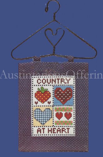 Country Cross Stitch Kit Amish Quilt Wire Heart Hanger