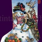 Donna Race Snowman Reindeer and Friends Gold Collection Counted Cross Stitch Christmas Stocking Kit